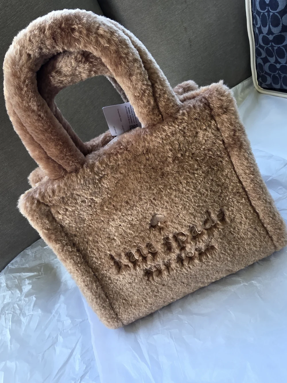 Kate SpadeFaux Fur Tote Bag in Camel - Soft Plush Handbag